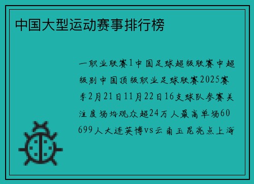 中国大型运动赛事排行榜